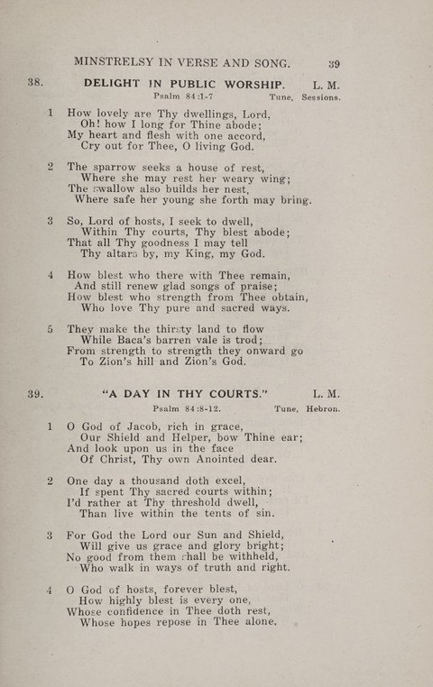 Minstrelsy In Verse and Song: Being a collection of Original Psalms, Hymns and Poems for the Home, covering a period of more than fifty years in their production page 39