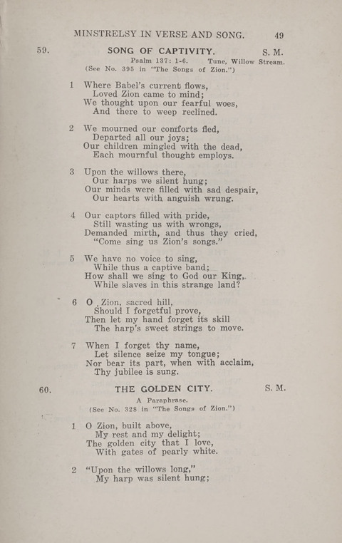 Minstrelsy In Verse and Song: Being a collection of Original Psalms, Hymns and Poems for the Home, covering a period of more than fifty years in their production page 49