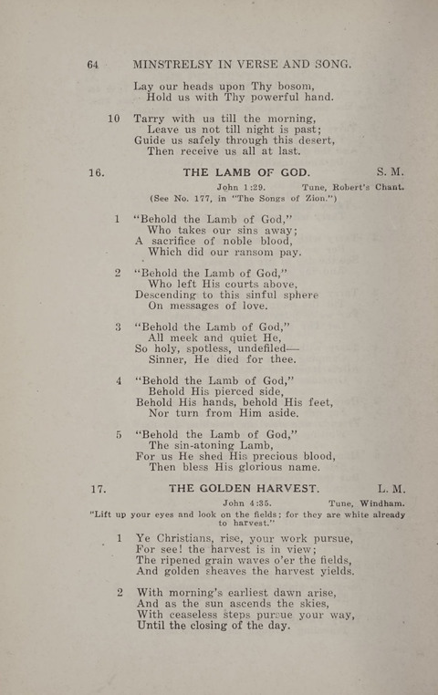 Minstrelsy In Verse and Song: Being a collection of Original Psalms, Hymns and Poems for the Home, covering a period of more than fifty years in their production page 64