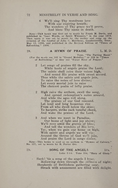 Minstrelsy In Verse and Song: Being a collection of Original Psalms, Hymns and Poems for the Home, covering a period of more than fifty years in their production page 72