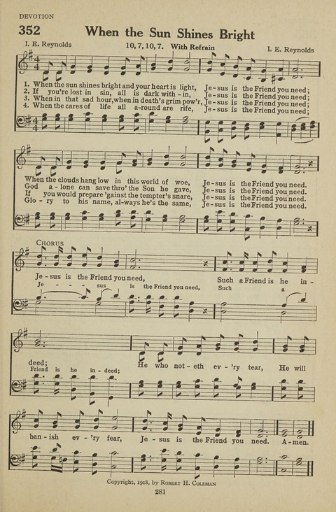 New Baptist Hymnal: containing standard and Gospel hymns and responsive readings page 281