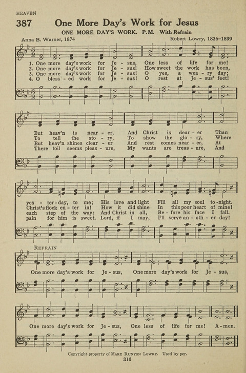 New Baptist Hymnal: containing standard and Gospel hymns and responsive readings page 316