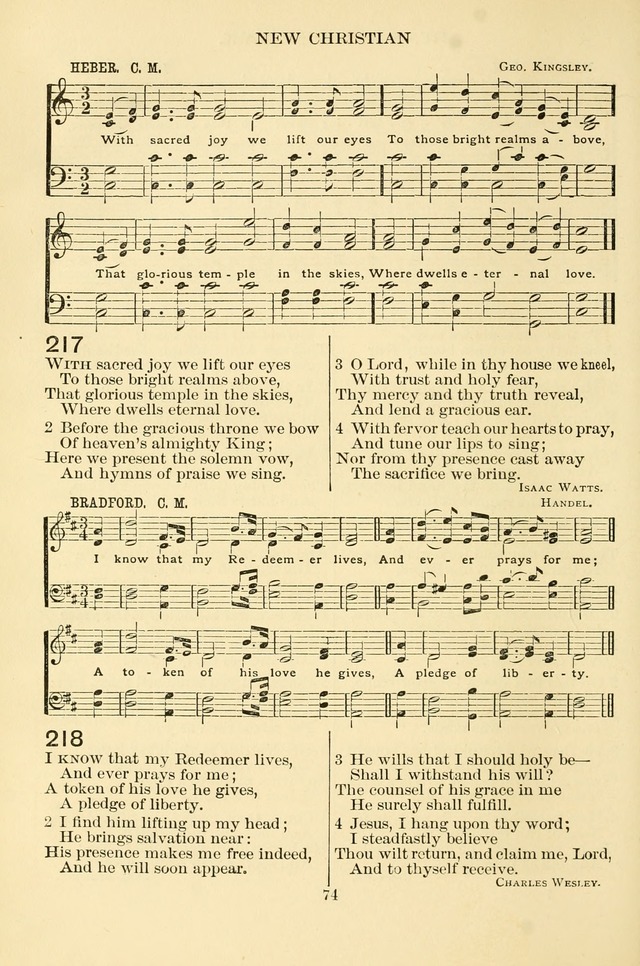 New Christian Hymn and Tune Book page 74