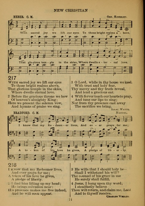 New Christian Hymn and Tune Book page 73