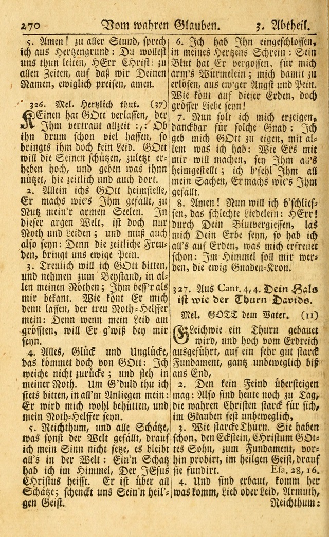 Neu-Eingerichtetes Gesang-Buch in Sich Haltend eine Sammlung (mehrentheils alter) Schöner lehr-reicher underbailicher Lieder... page 270