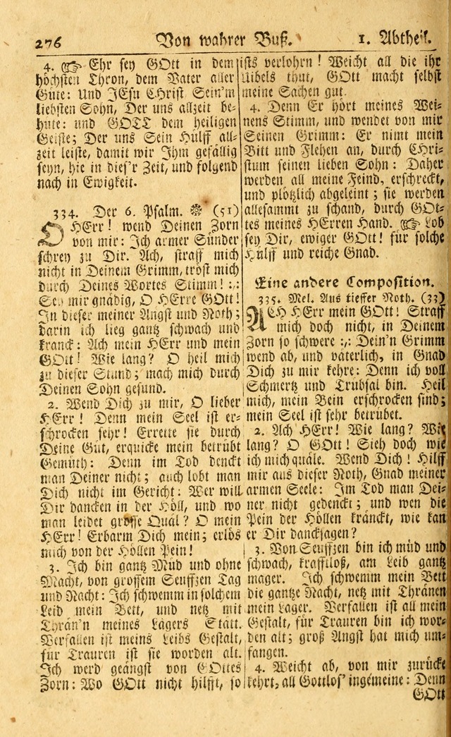 Neu-Eingerichtetes Gesang-Buch in Sich Haltend eine Sammlung (mehrentheils alter) Schöner lehr-reicher underbailicher Lieder... page 276