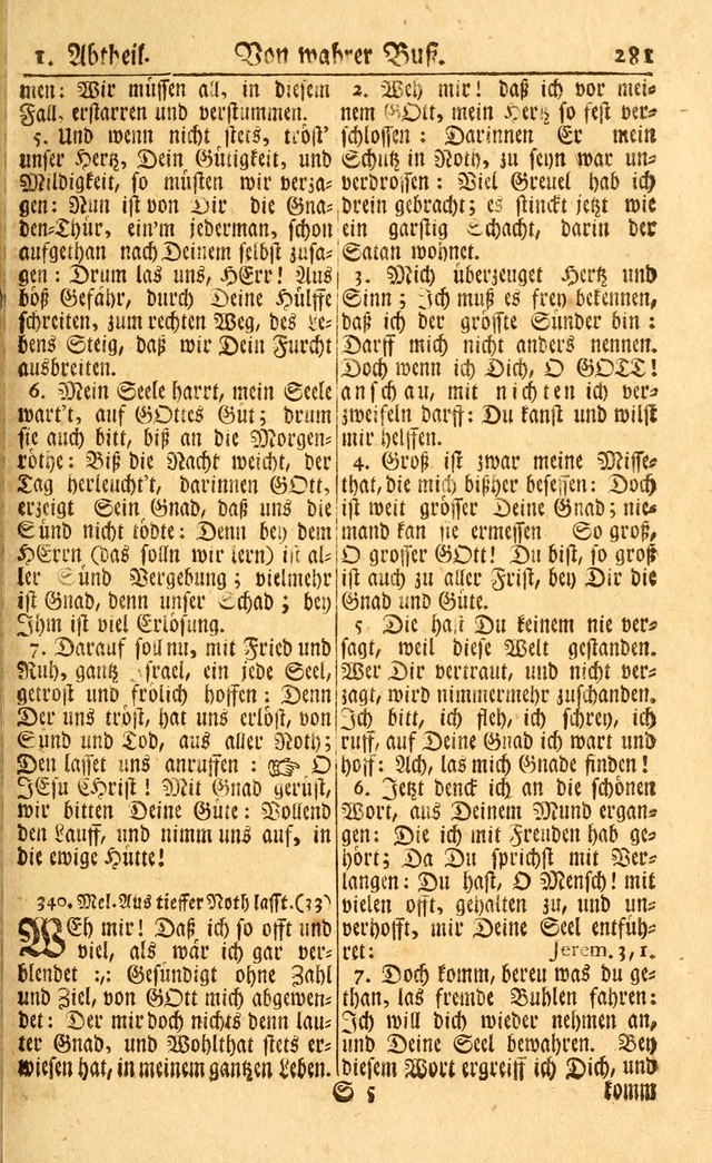 Neu-Eingerichtetes Gesang-Buch in Sich Haltend eine Sammlung (mehrentheils alter) Schöner lehr-reicher underbailicher Lieder... page 281