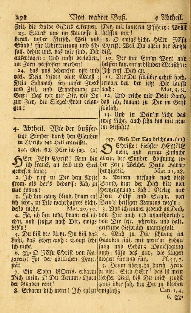 Neu-Eingerichtetes Gesang-Buch in Sich Haltend eine Sammlung (mehrentheils alter) Schöner lehr-reicher underbailicher Lieder... page 298