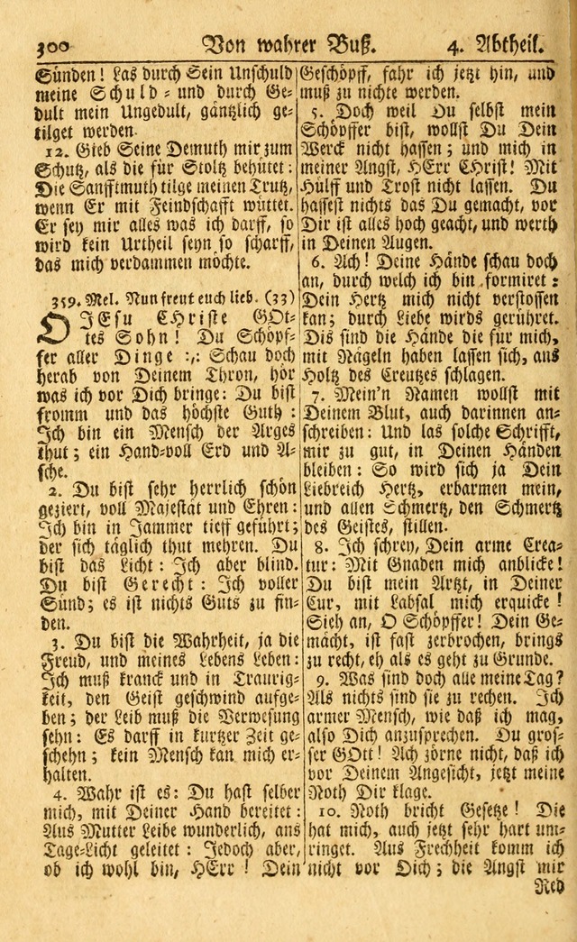 Neu-Eingerichtetes Gesang-Buch in Sich Haltend eine Sammlung (mehrentheils alter) Schöner lehr-reicher underbailicher Lieder... page 300