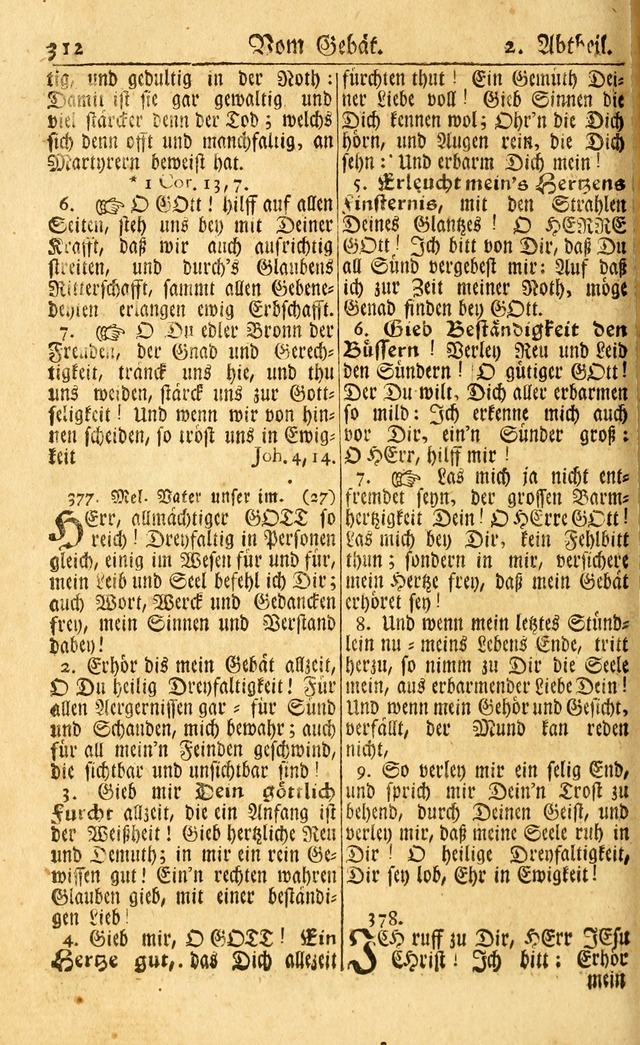 Neu-Eingerichtetes Gesang-Buch in Sich Haltend eine Sammlung (mehrentheils alter) Schöner lehr-reicher underbailicher Lieder... page 312