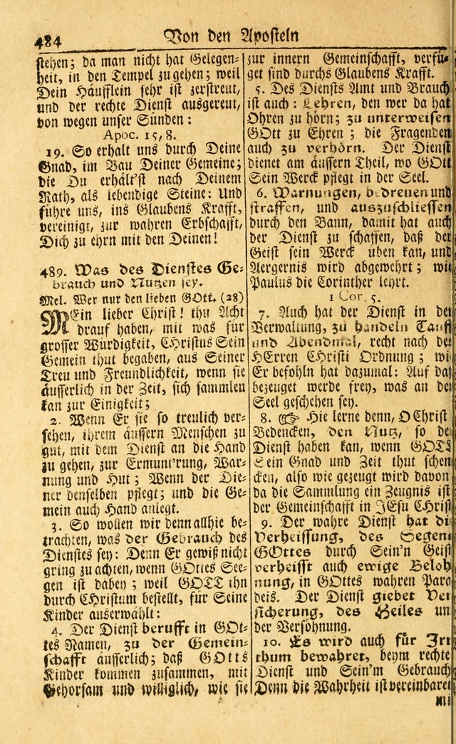 Neu-Eingerichtetes Gesang-Buch in Sich Haltend eine Sammlung (mehrentheils alter) Schöner lehr-reicher underbailicher Lieder... page 486