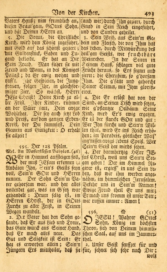 Neu-Eingerichtetes Gesang-Buch in Sich Haltend eine Sammlung (mehrentheils alter) Schöner lehr-reicher underbailicher Lieder... page 497