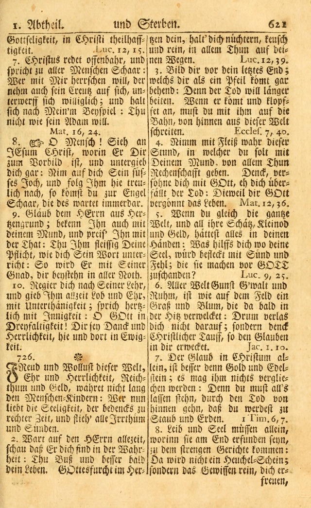 Neu-Eingerichtetes Gesang-Buch in Sich Haltend eine Sammlung (mehrentheils alter) Schöner lehr-reicher underbailicher Lieder... page 627