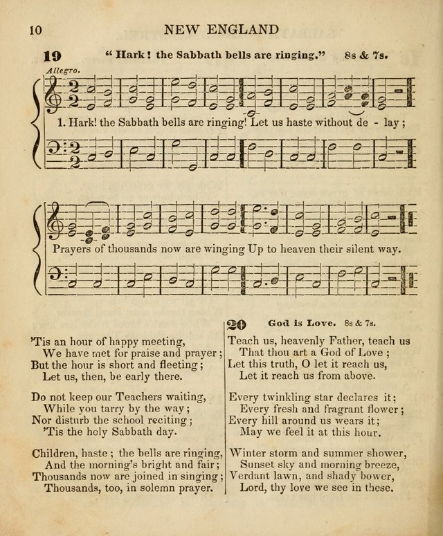 The New England Sabbath School Minstrel: a collection of music and hymns adapted to sabbath schools, families, and social meetings page 10