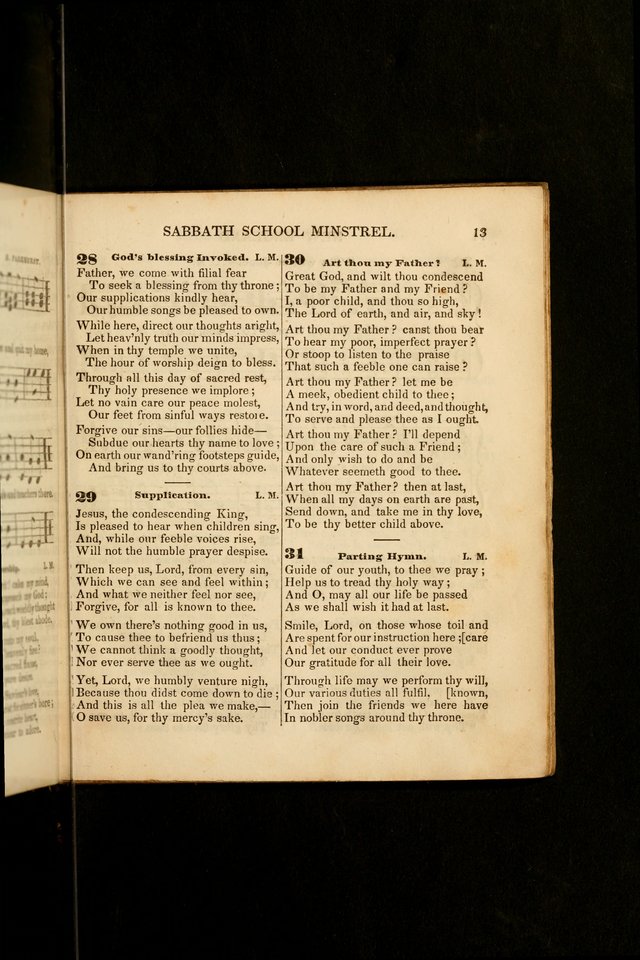The New England Sabbath School Minstrel: a collection of music and hymns adapted to sabbath schools, families, and social meetings page 13
