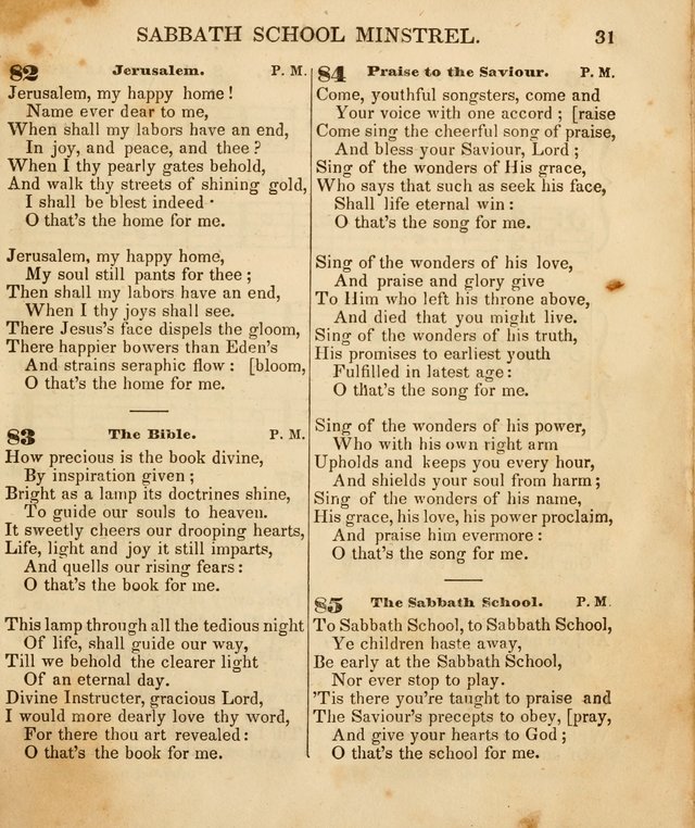 The New England Sabbath School Minstrel: a collection of music and hymns adapted to sabbath schools, families, and social meetings page 33