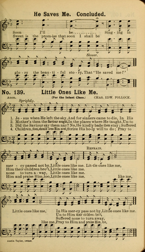 The New Gospel Song Book: A Rare Collection of Songs designed for Christian Work and Worship page 139