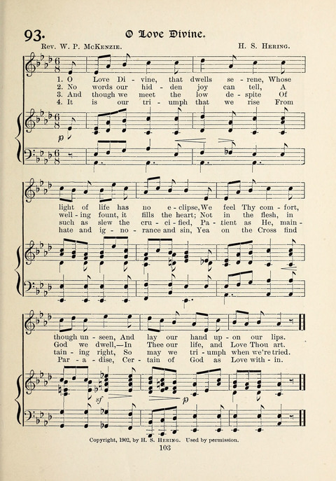 The New Hosanna: A book of Songs and Hymns for The Sunday-school and The Home page 103