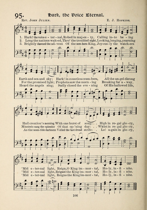 The New Hosanna: A book of Songs and Hymns for The Sunday-school and The Home page 106