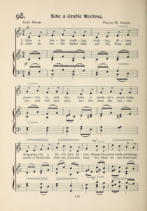 The New Hosanna: A book of Songs and Hymns for The Sunday-school and The Home page 110