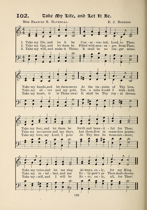 The New Hosanna: A book of Songs and Hymns for The Sunday-school and The Home page 116