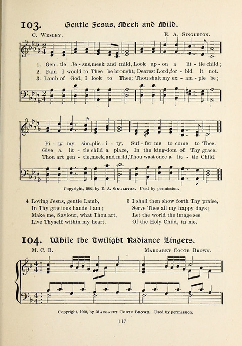The New Hosanna: A book of Songs and Hymns for The Sunday-school and The Home page 117