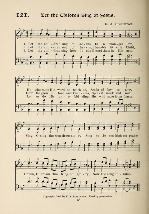 The New Hosanna: A book of Songs and Hymns for The Sunday-school and The Home page 138