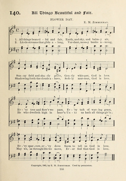 The New Hosanna: A book of Songs and Hymns for The Sunday-school and The Home page 155