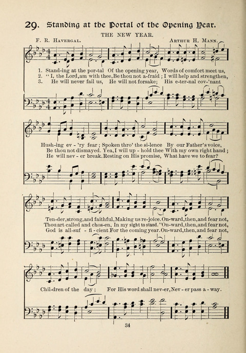 The New Hosanna: A book of Songs and Hymns for The Sunday-school and The Home page 34