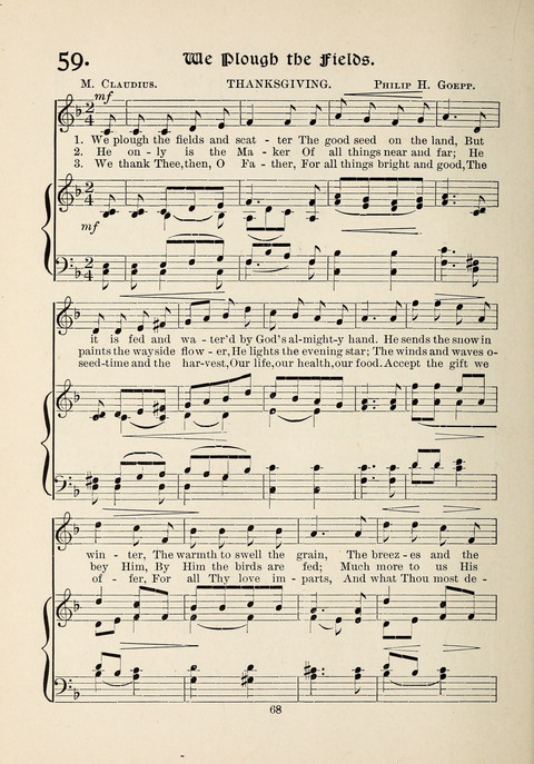 The New Hosanna: A book of Songs and Hymns for The Sunday-school and The Home page 68