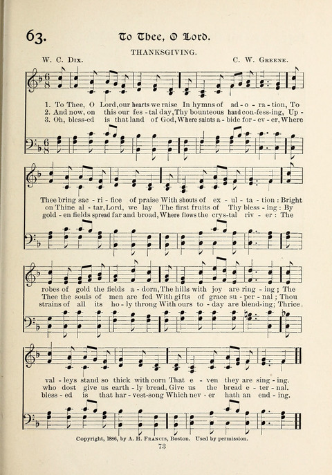 The New Hosanna: A book of Songs and Hymns for The Sunday-school and The Home page 73