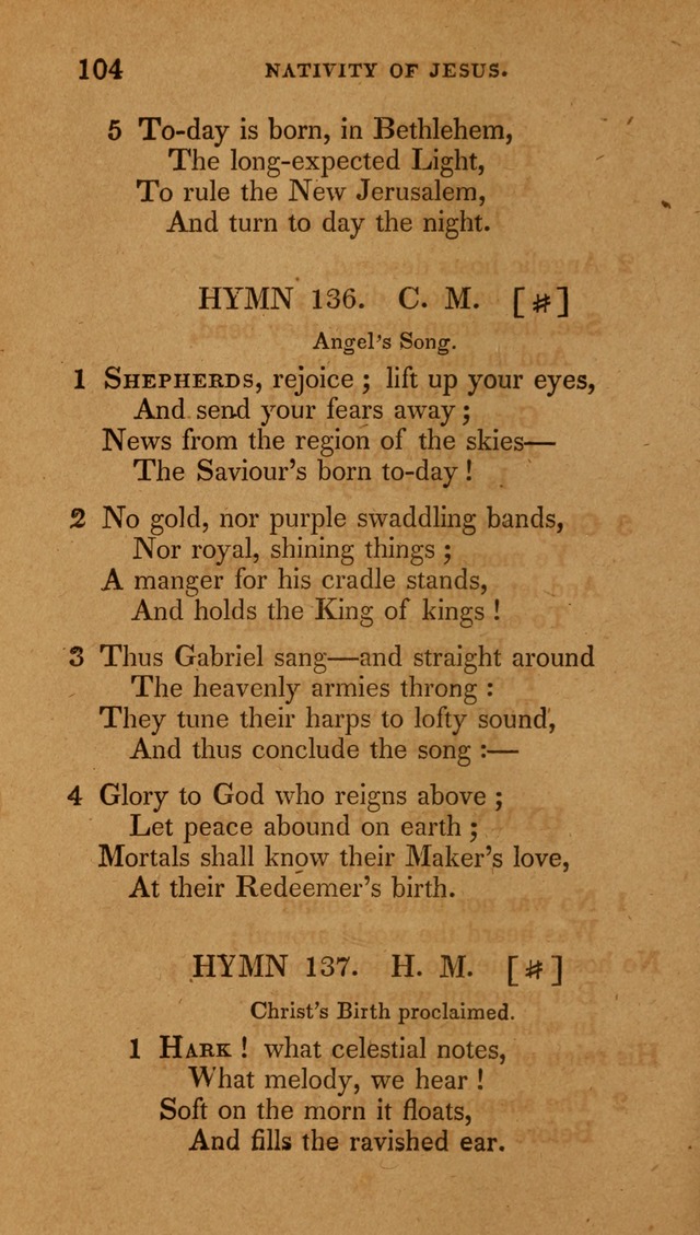The New Hymn Book, Designed for Universalist Societies: compiled from approved authors, with variations and additions (9th ed.) page 104