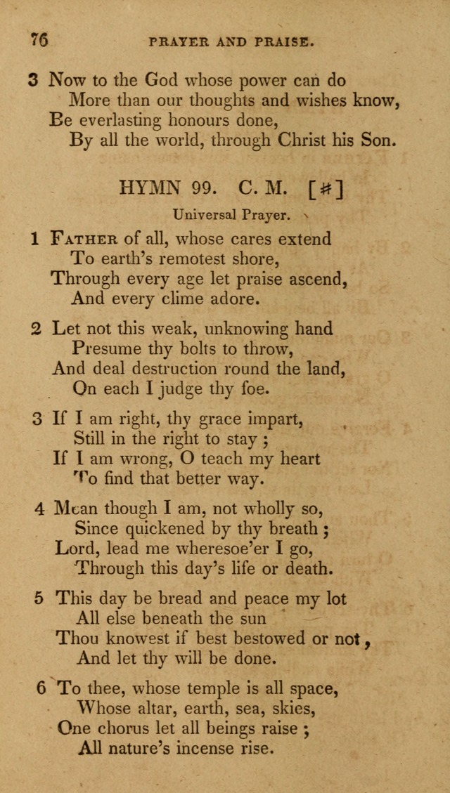 The New Hymn Book, Designed for Universalist Societies: compiled from approved authors, with variations and additions (9th ed.) page 76