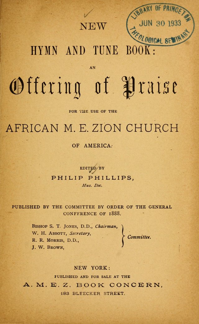 New Hymn and Tune Book: an Offering of Praise for the Use of the African M. E. Zion Church of America page 6