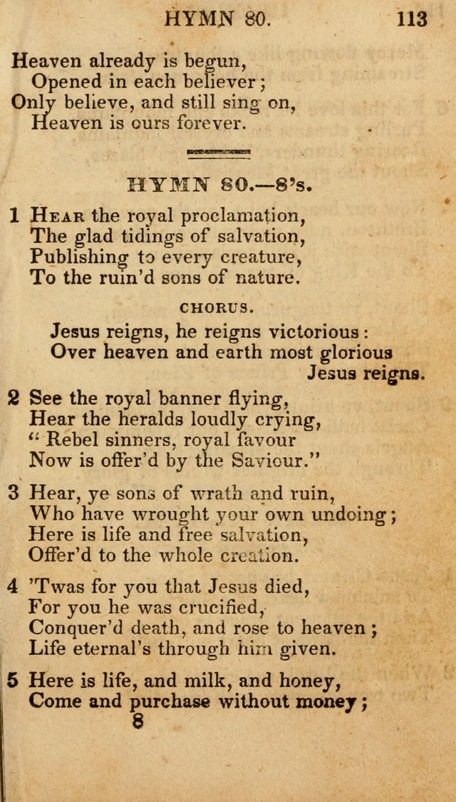 The New and Improved Camp Meeting Hymn Book; being a choice selection of hymns from the most approved authors designed to aid in the public and private devotion of Christians (4th ed. Stereotype) page 115