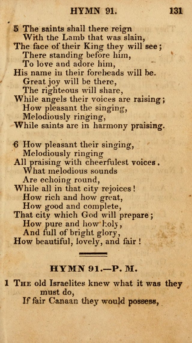 The New and Improved Camp Meeting Hymn Book; being a choice selection of hymns from the most approved authors designed to aid in the public and private devotion of Christians (4th ed. Stereotype) page 133