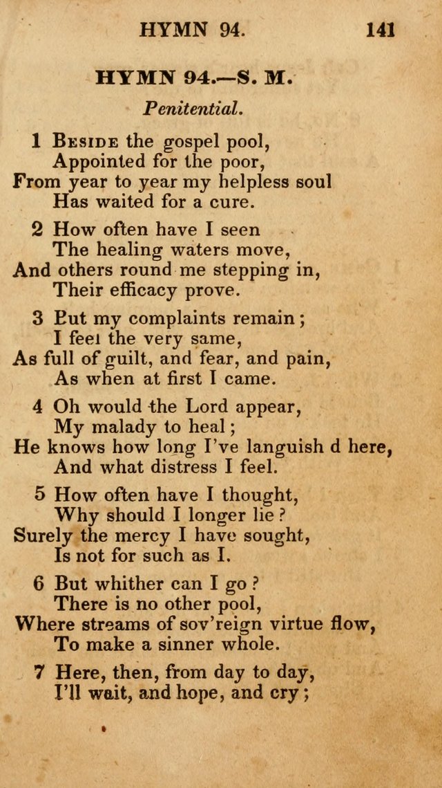 The New and Improved Camp Meeting Hymn Book; being a choice selection of hymns from the most approved authors designed to aid in the public and private devotion of Christians (4th ed. Stereotype) page 143