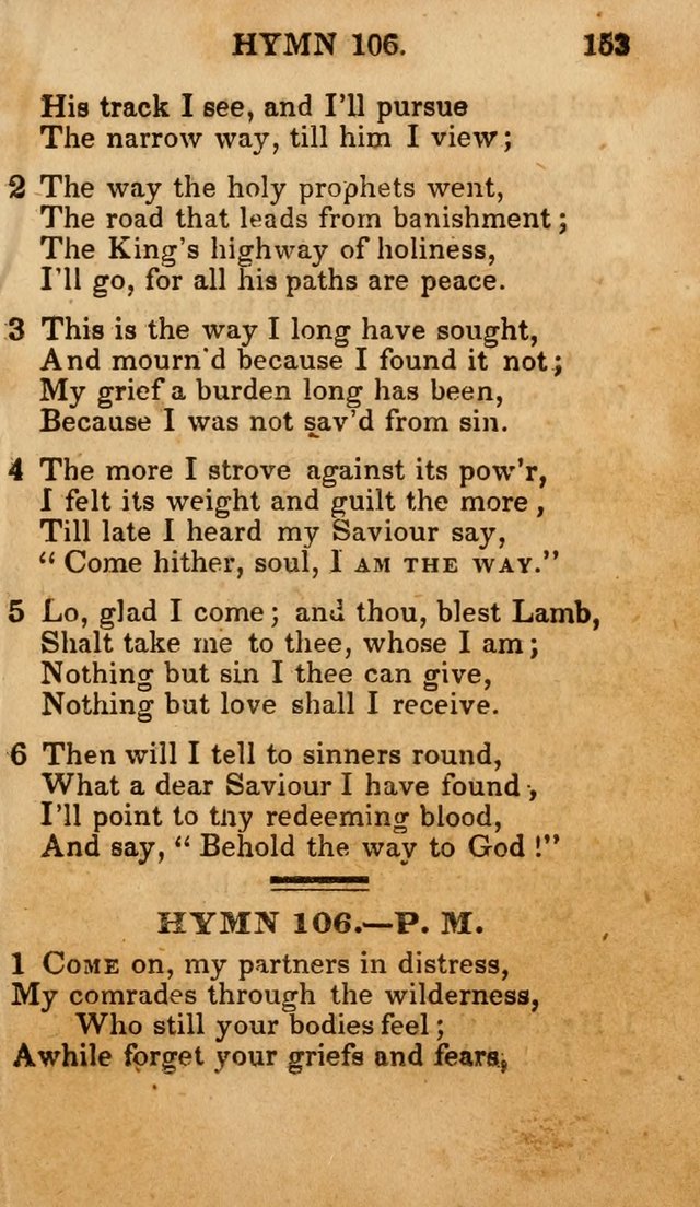 The New and Improved Camp Meeting Hymn Book; being a choice selection of hymns from the most approved authors designed to aid in the public and private devotion of Christians (4th ed. Stereotype) page 155