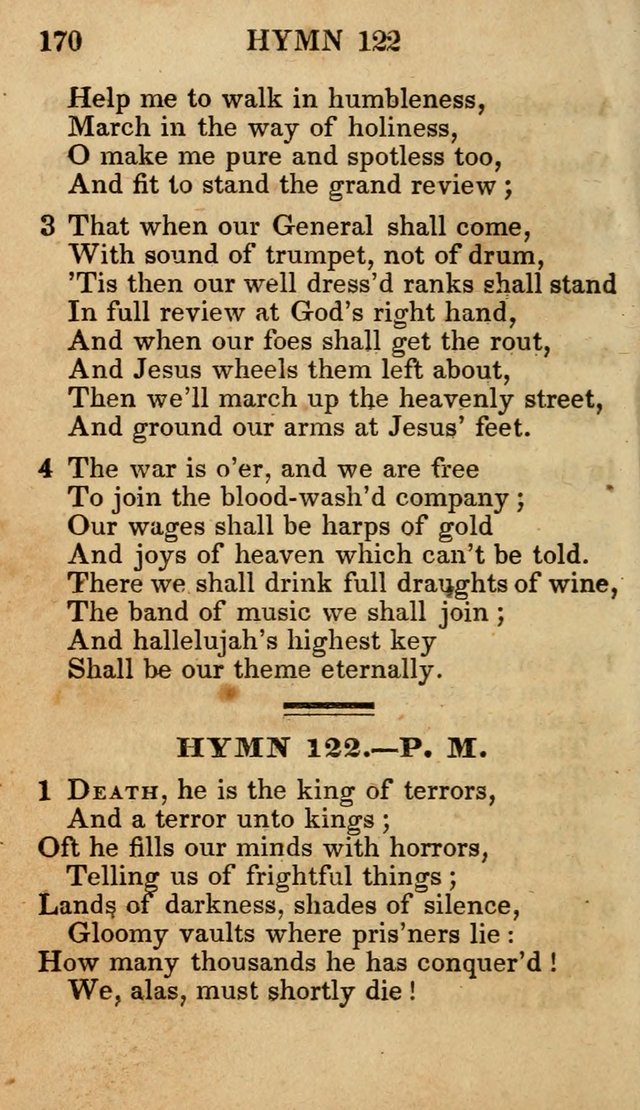 The New and Improved Camp Meeting Hymn Book; being a choice selection of hymns from the most approved authors designed to aid in the public and private devotion of Christians (4th ed. Stereotype) page 172