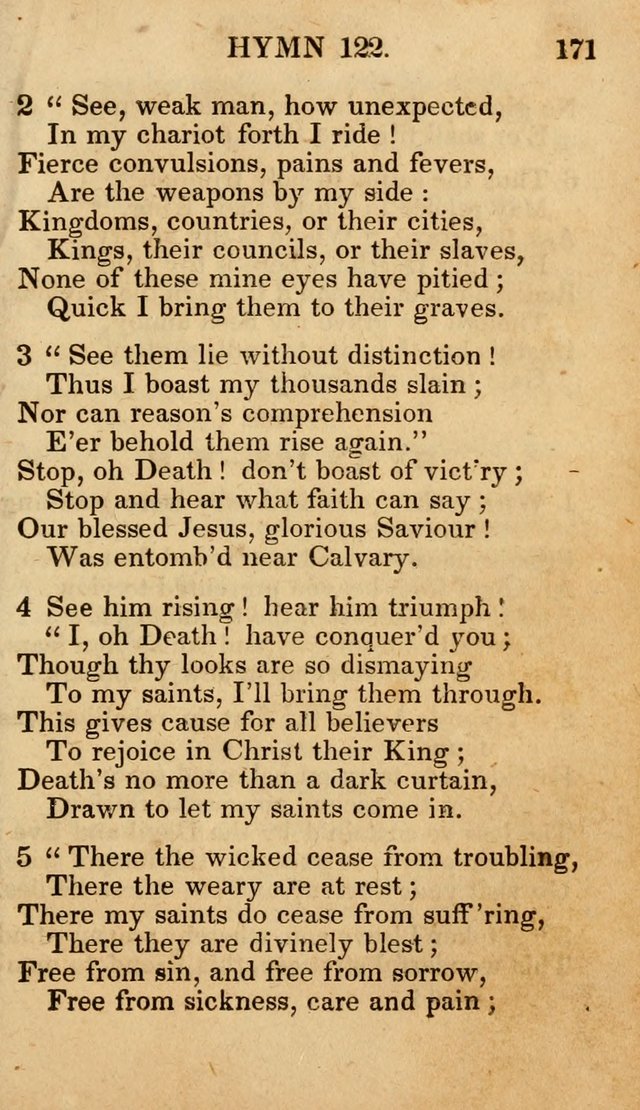 The New and Improved Camp Meeting Hymn Book; being a choice selection of hymns from the most approved authors designed to aid in the public and private devotion of Christians (4th ed. Stereotype) page 173