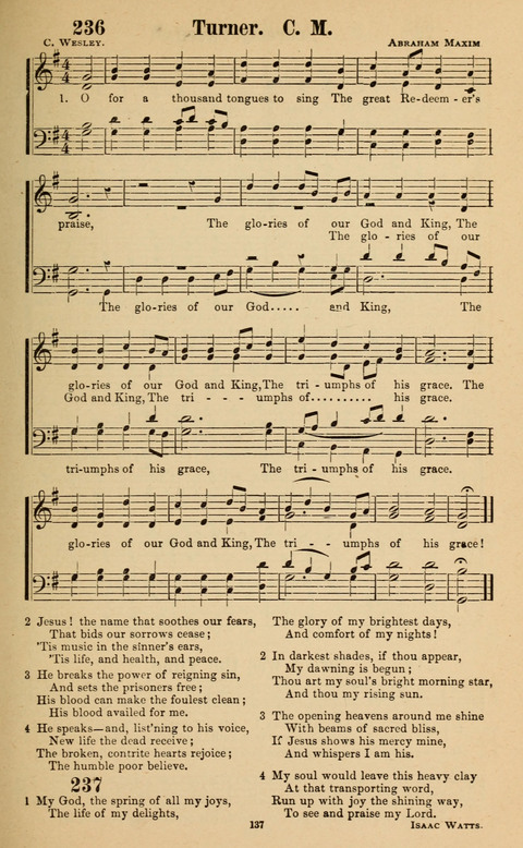The New Jubilee Harp: or Christian hymns and song. a new collection of hymns and tunes for public and social worship page 137