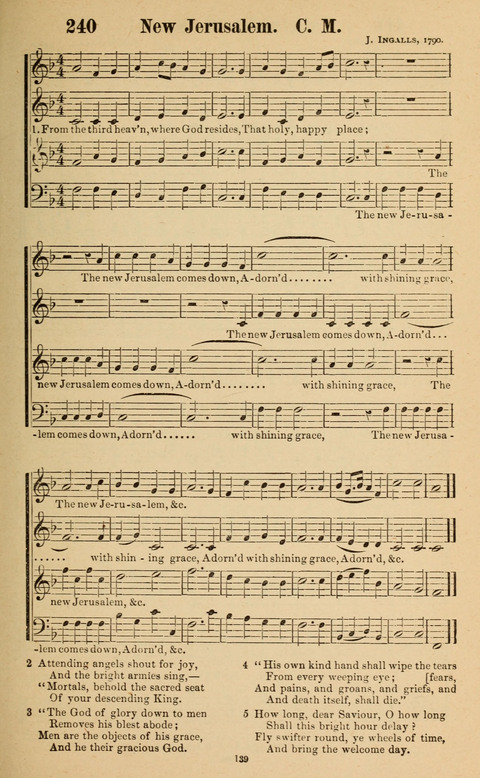 The New Jubilee Harp: or Christian hymns and song. a new collection of hymns and tunes for public and social worship page 139
