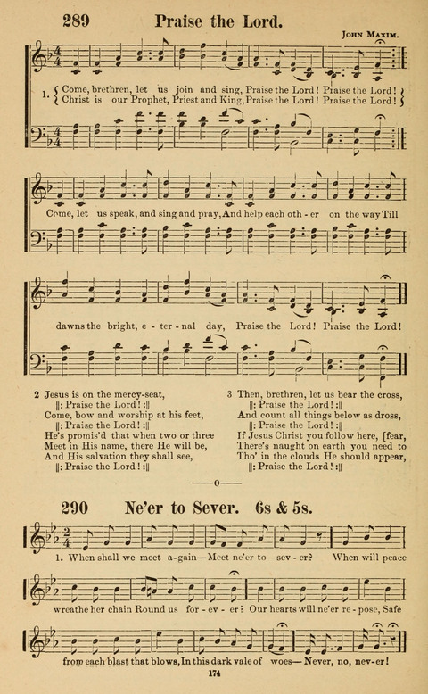 The New Jubilee Harp: or Christian hymns and song. a new collection of hymns and tunes for public and social worship page 174