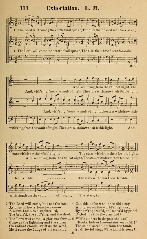 The New Jubilee Harp: or Christian hymns and song. a new collection of hymns and tunes for public and social worship page 187