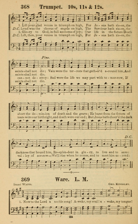 The New Jubilee Harp: or Christian hymns and song. a new collection of hymns and tunes for public and social worship page 224