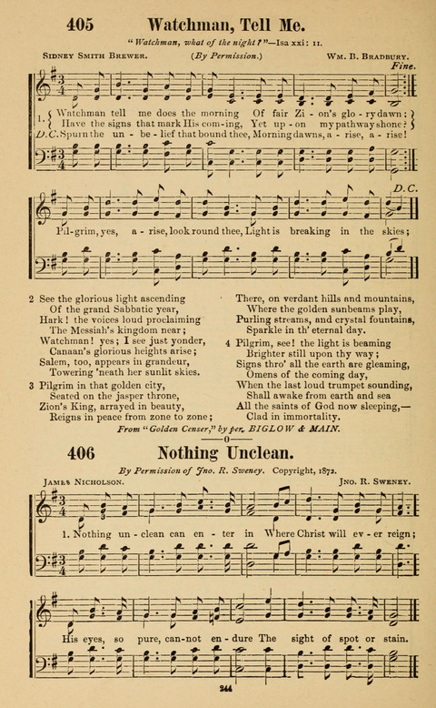 The New Jubilee Harp: or Christian hymns and song. a new collection of hymns and tunes for public and social worship page 244