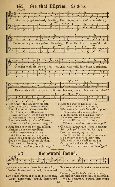The New Jubilee Harp: or Christian hymns and song. a new collection of hymns and tunes for public and social worship page 271