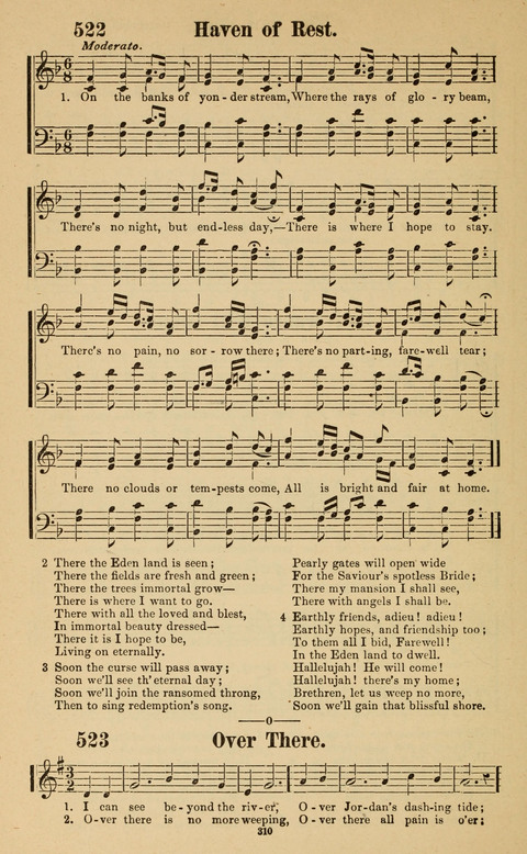 The New Jubilee Harp: or Christian hymns and song. a new collection of hymns and tunes for public and social worship page 310