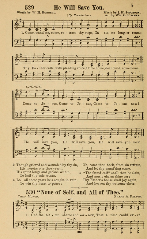 The New Jubilee Harp: or Christian hymns and song. a new collection of hymns and tunes for public and social worship page 316