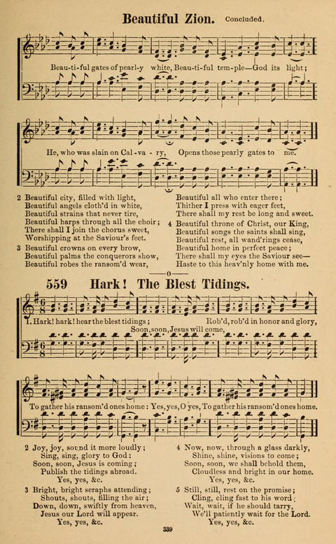 The New Jubilee Harp: or Christian hymns and song. a new collection of hymns and tunes for public and social worship page 339